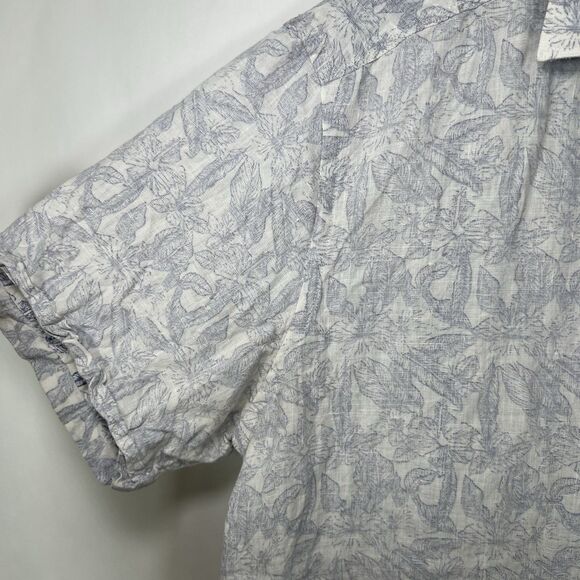 Johnston & Murphy Short Sleeve Button Up 100% Linen Shirt Large Purple Floral - Picture 4 of 11